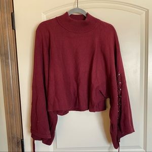 Boutique Crop Burgundy Sweater